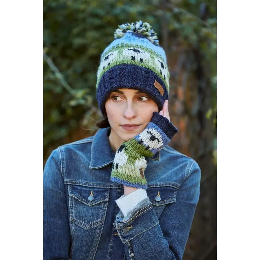 Pachamama Flock of Sheep Roll Back Bobble Beanie