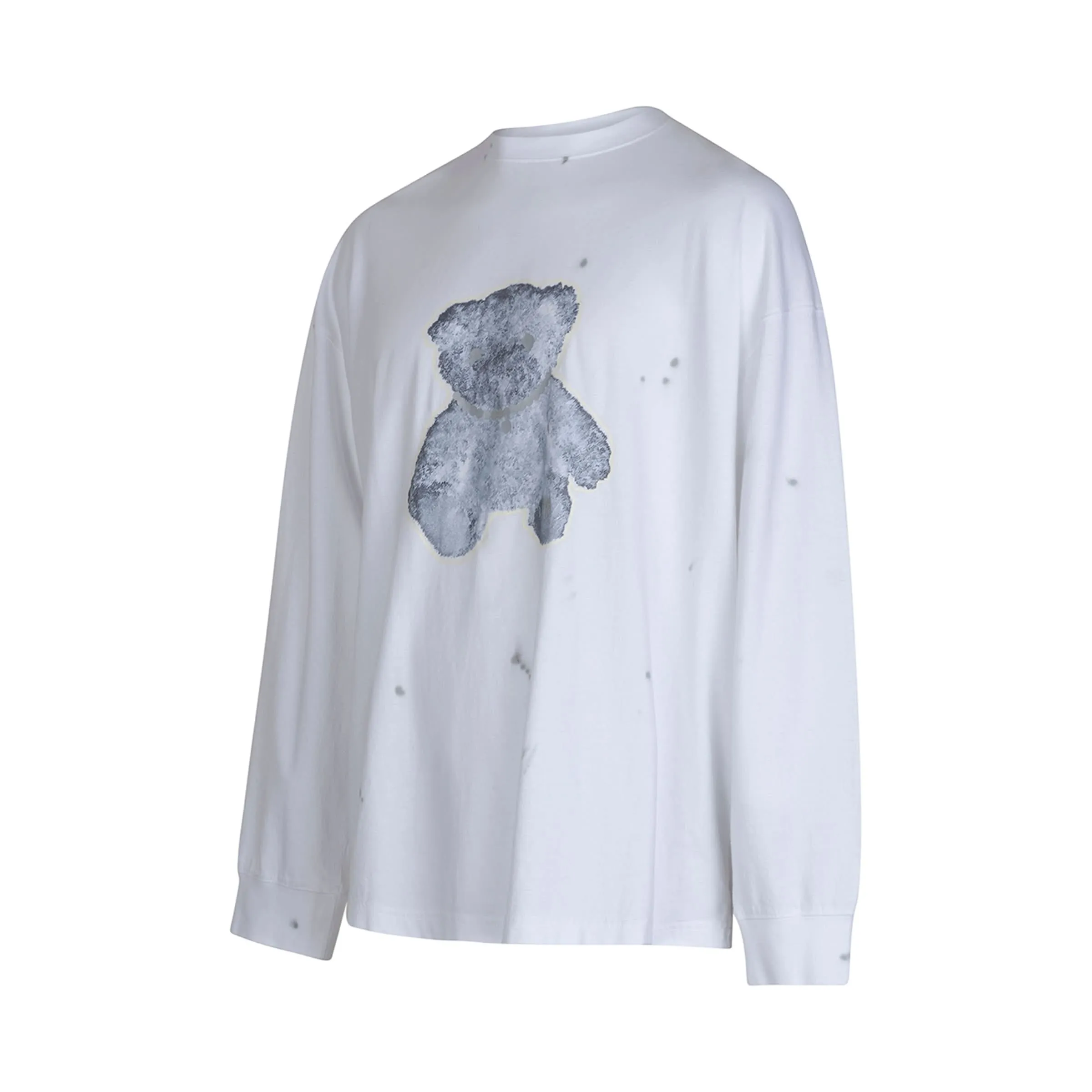 Pearl Necklace Teddy Long Sleeve T-Shirt in White