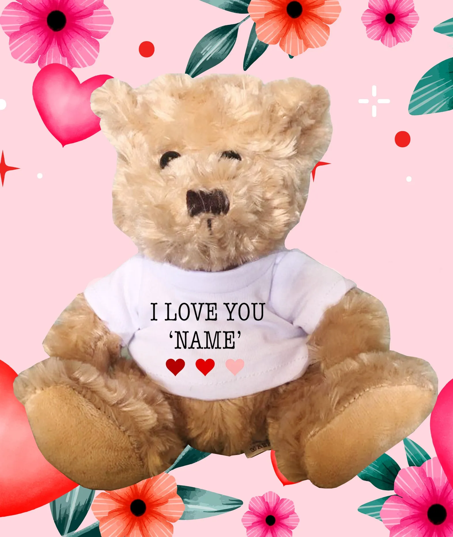 Personalised Teddy Valentines Gift love you message 18 cm Bear unique novelty