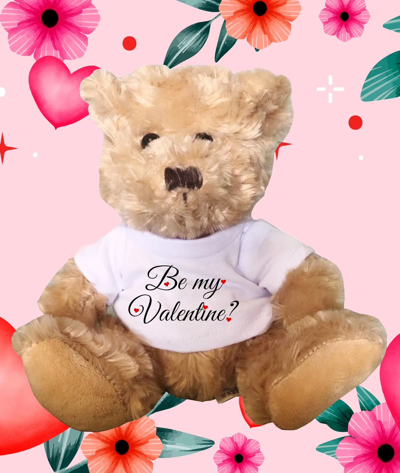 Personalised Teddy Valentines Gift love you message 18 cm Bear unique novelty