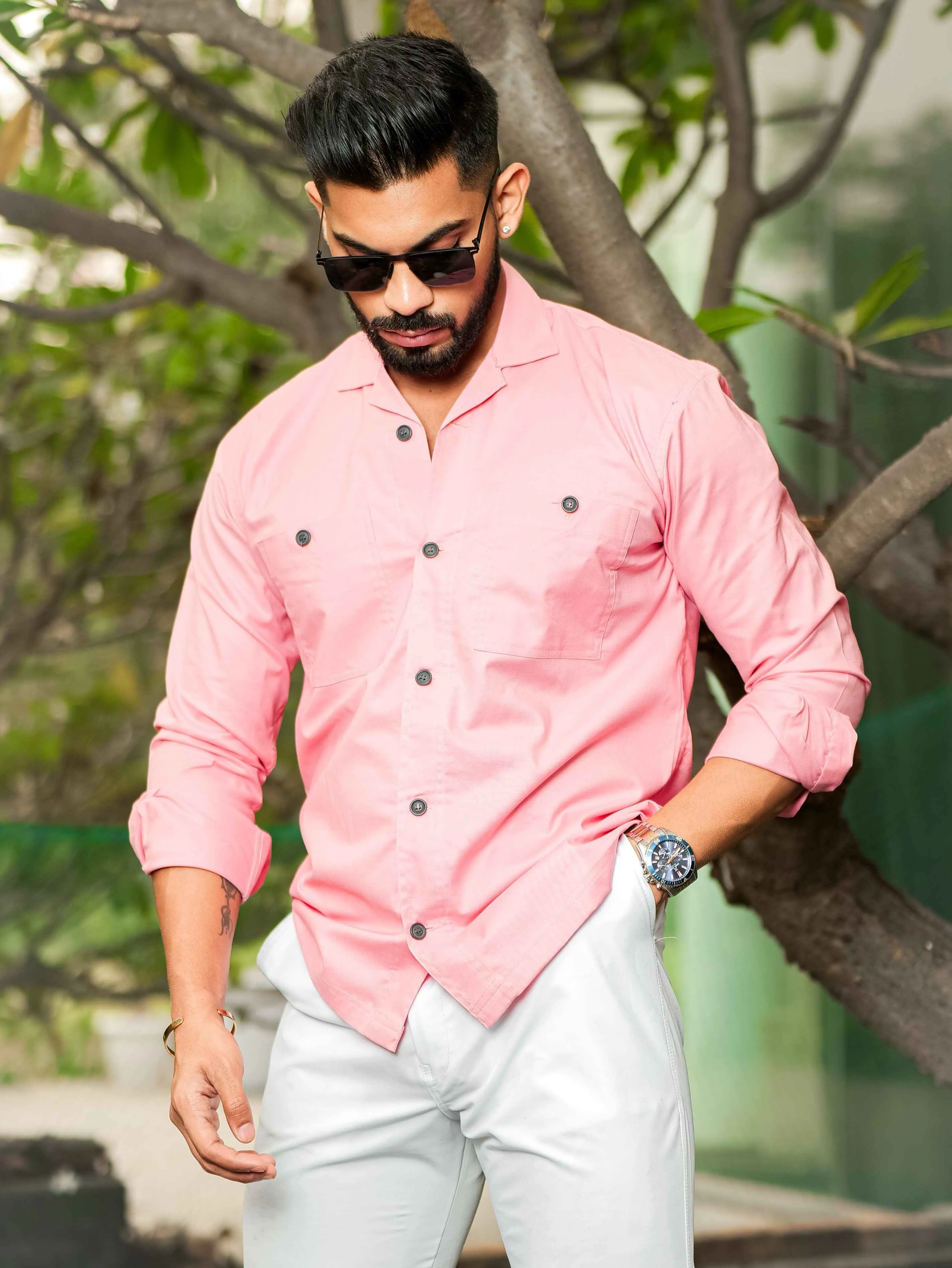 Pink Oxford Cotton Over Shirt