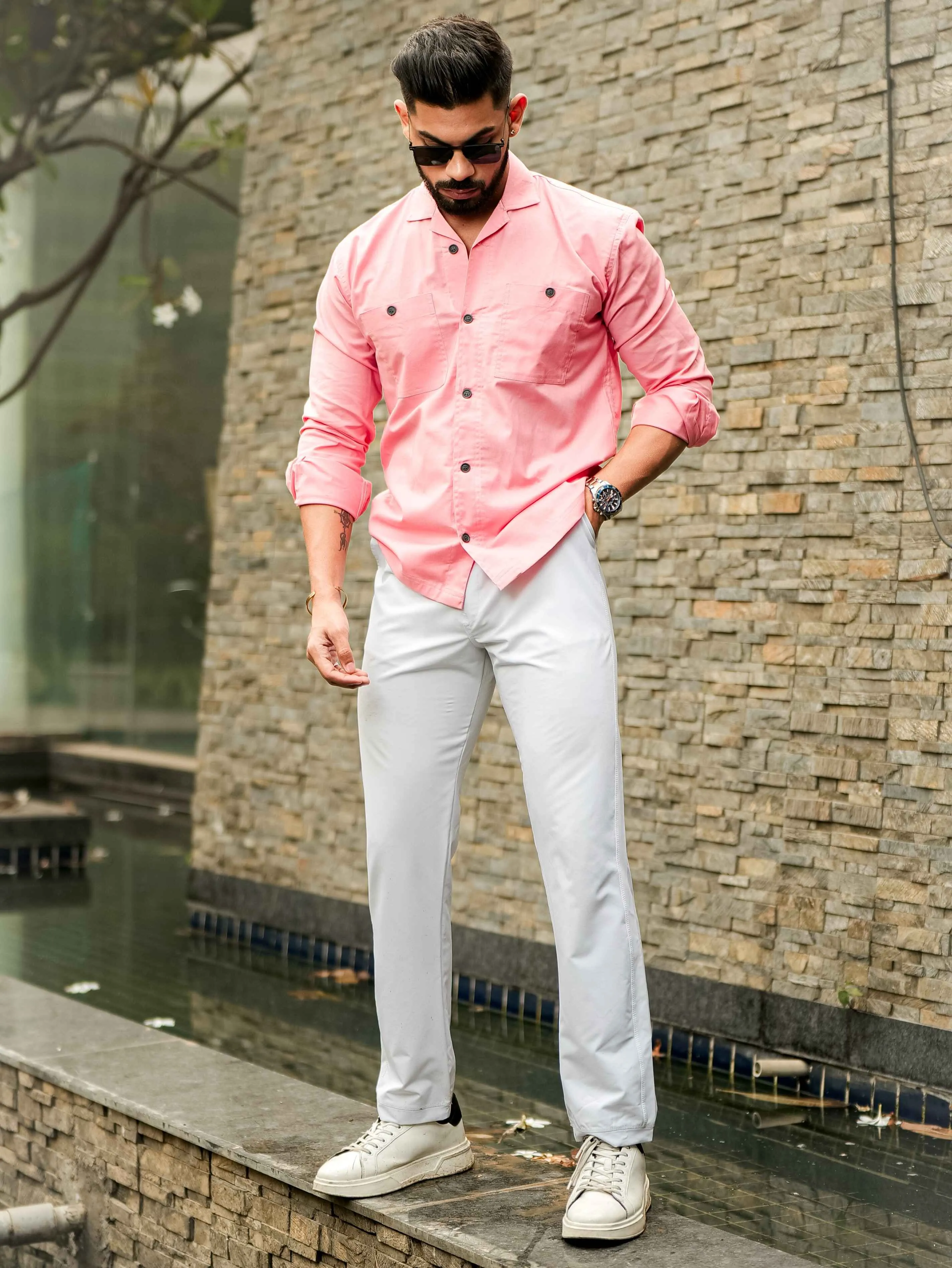 Pink Oxford Cotton Over Shirt