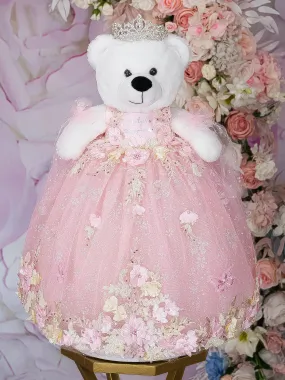 Pink with flowers Teddy Bear for quinceanera