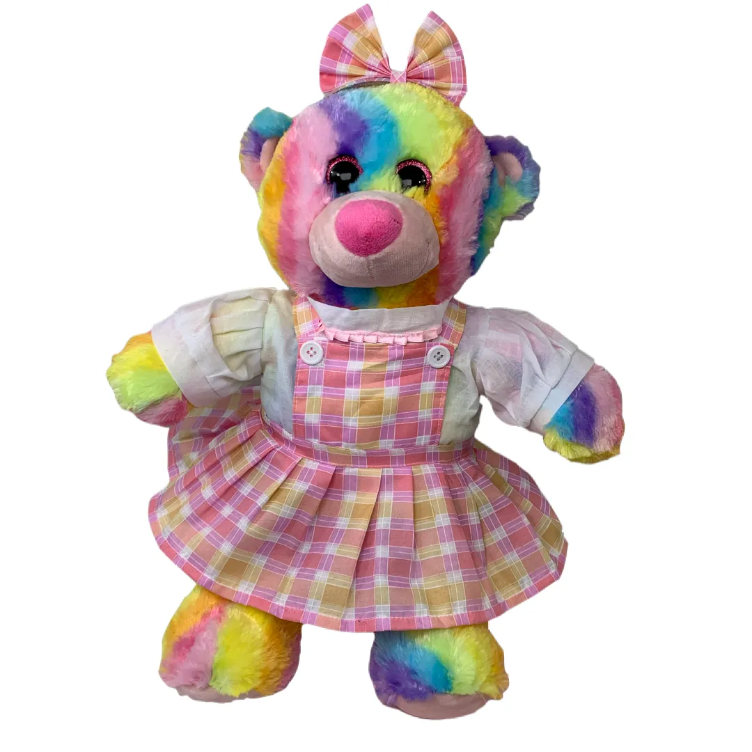 Plaid Pinafore w/Headband Bubblegum Bear Gift Set