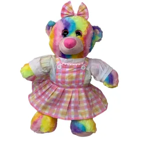 Plaid Pinafore w/Headband Bubblegum Bear Gift Set