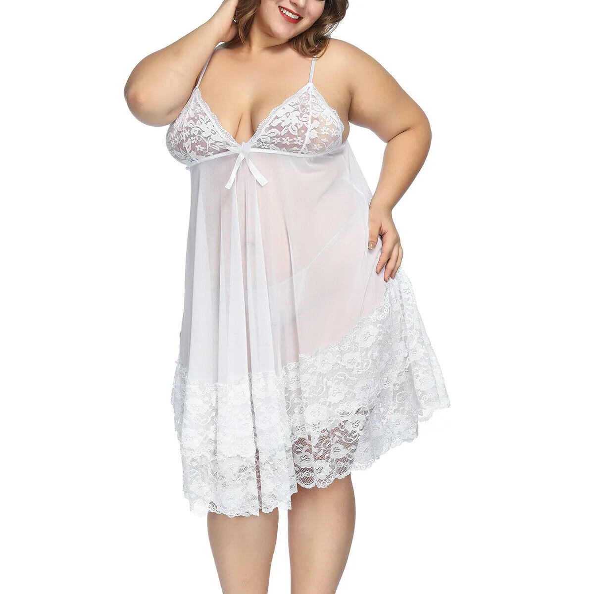 Plus Size  Lace bridal Lingerie Long  Night gown