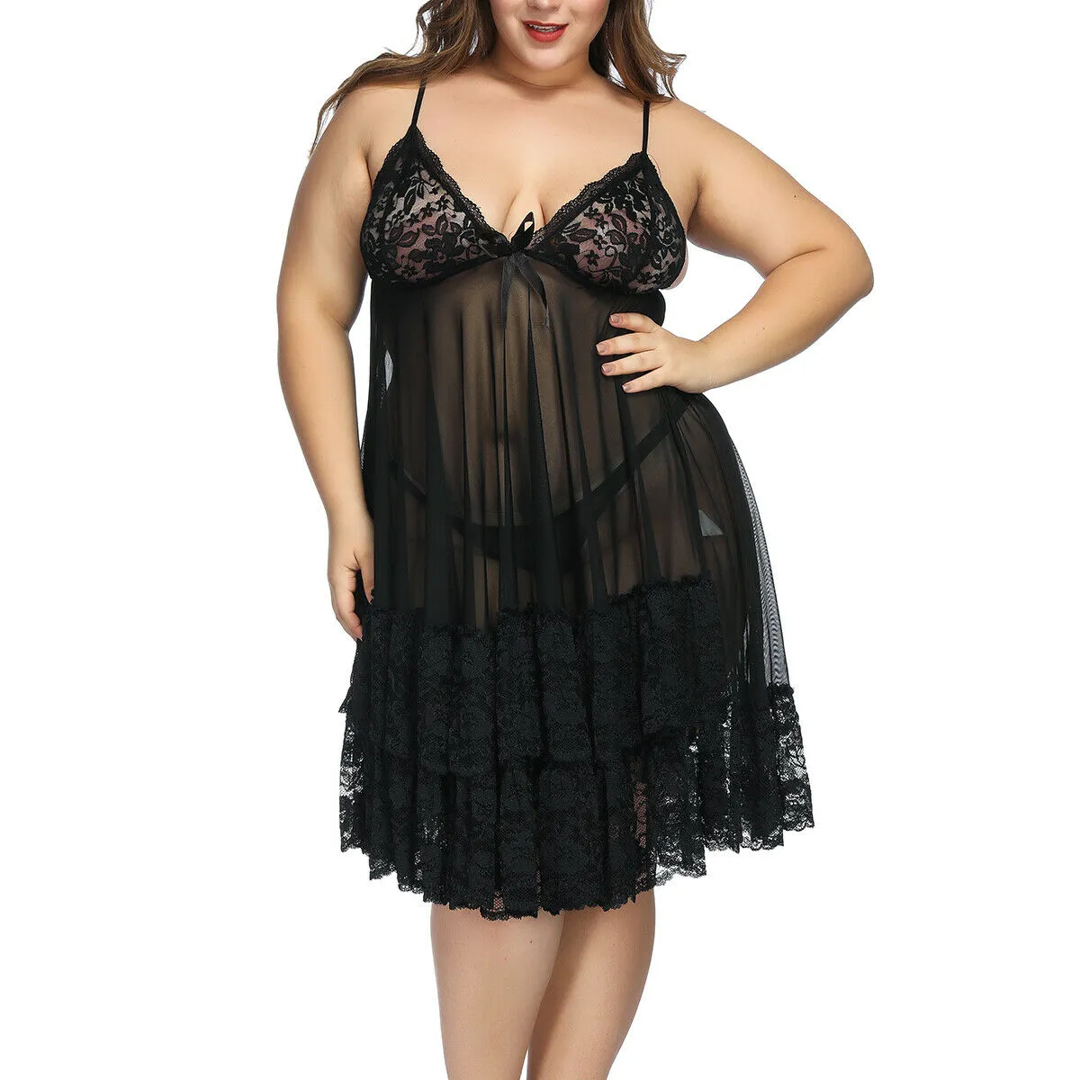 Plus Size  Lace bridal Lingerie Long  Night gown