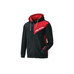 Polaris  Black Red Mens Full Zip Color Block Hoodie Classic Fit Casual Hooded