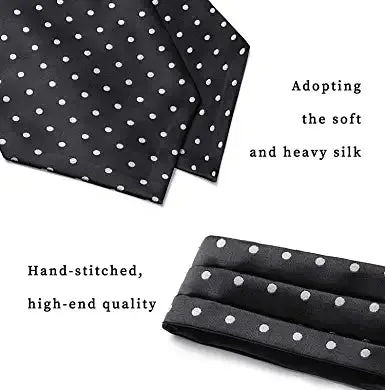 Polka Dot Ascot Cravat Scarf - B-BLACK POLKA DOT