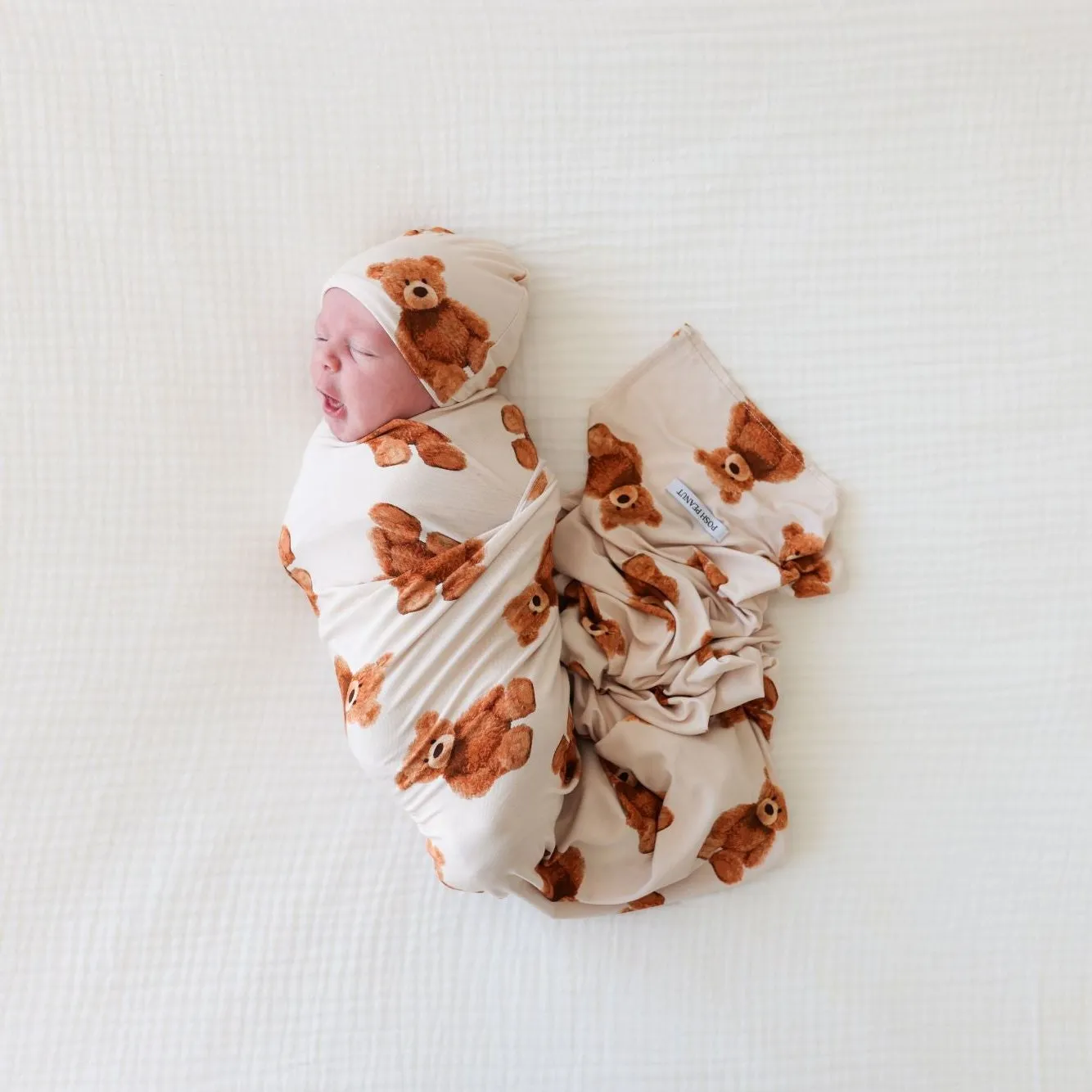 Posh Peanut Freddy Teddy Swaddle & Beanie Set