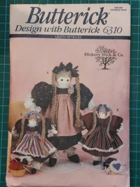 Preloved Butterick 6310 Sewing Pattern - Beth & Jennifer Dolls By Hickory Stick