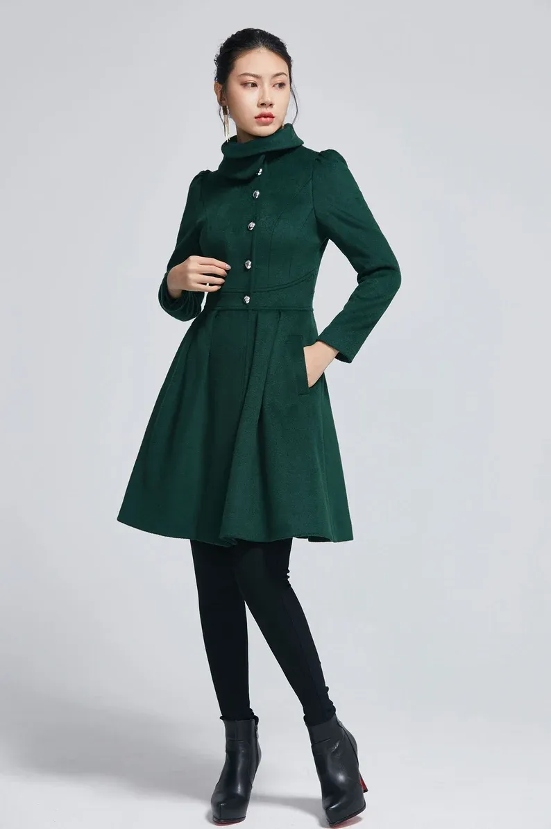 princess wool coat, button coat 2277