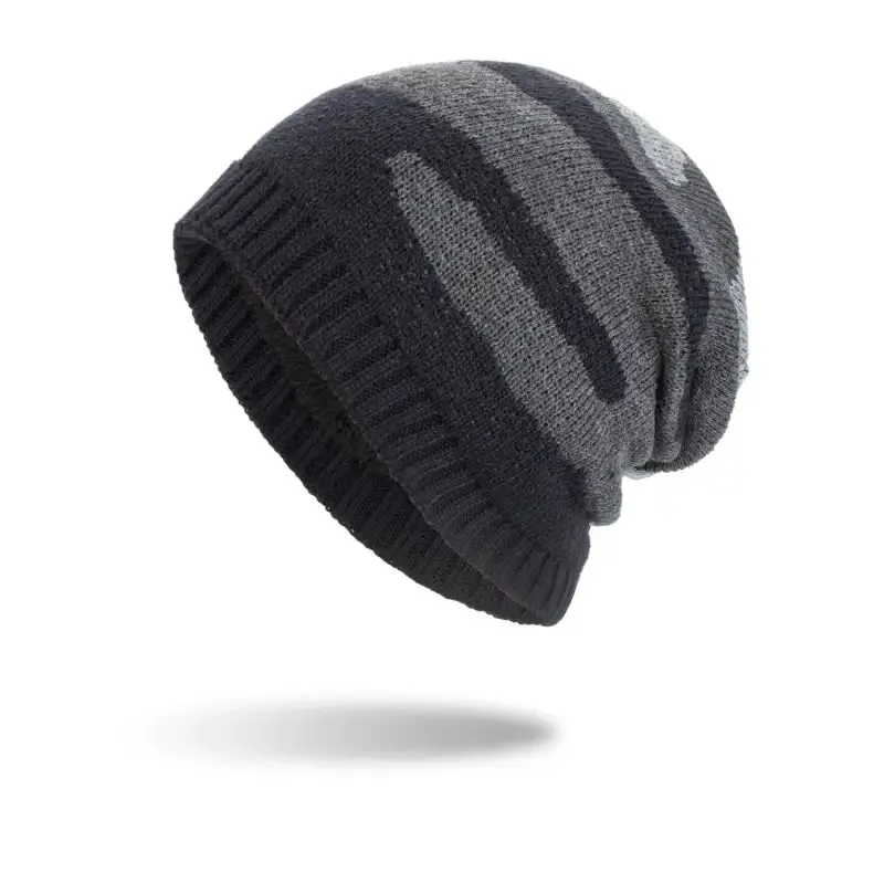 Pullover Knit Beanie with Korean Style Design & Striped Pattern for Ultimate Winter Warmth