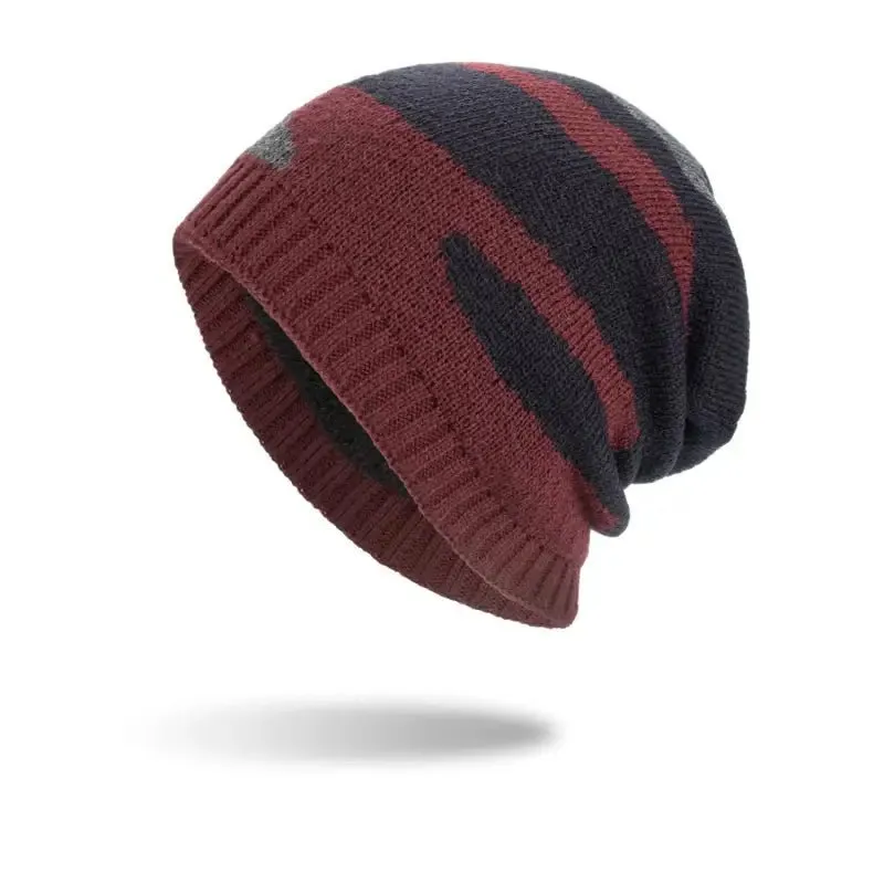 Pullover Knit Beanie with Korean Style Design & Striped Pattern for Ultimate Winter Warmth