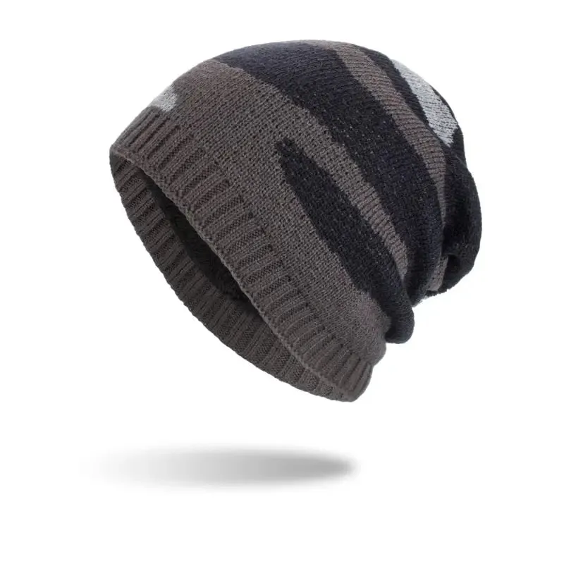 Pullover Knit Beanie with Korean Style Design & Striped Pattern for Ultimate Winter Warmth