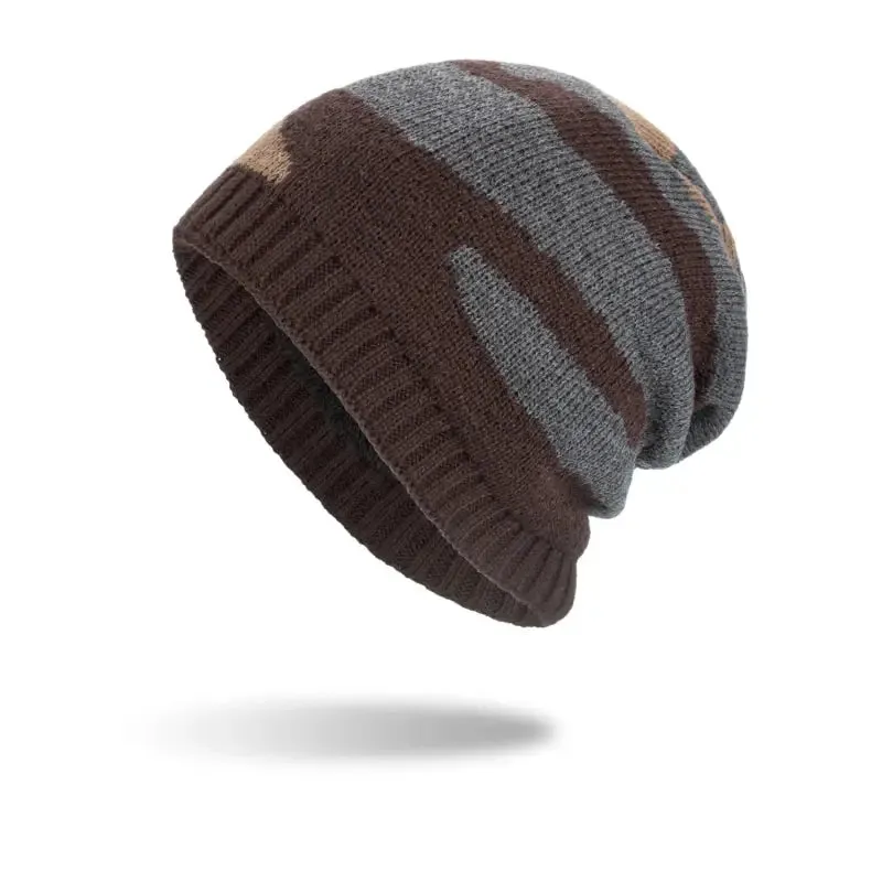 Pullover Knit Beanie with Korean Style Design & Striped Pattern for Ultimate Winter Warmth