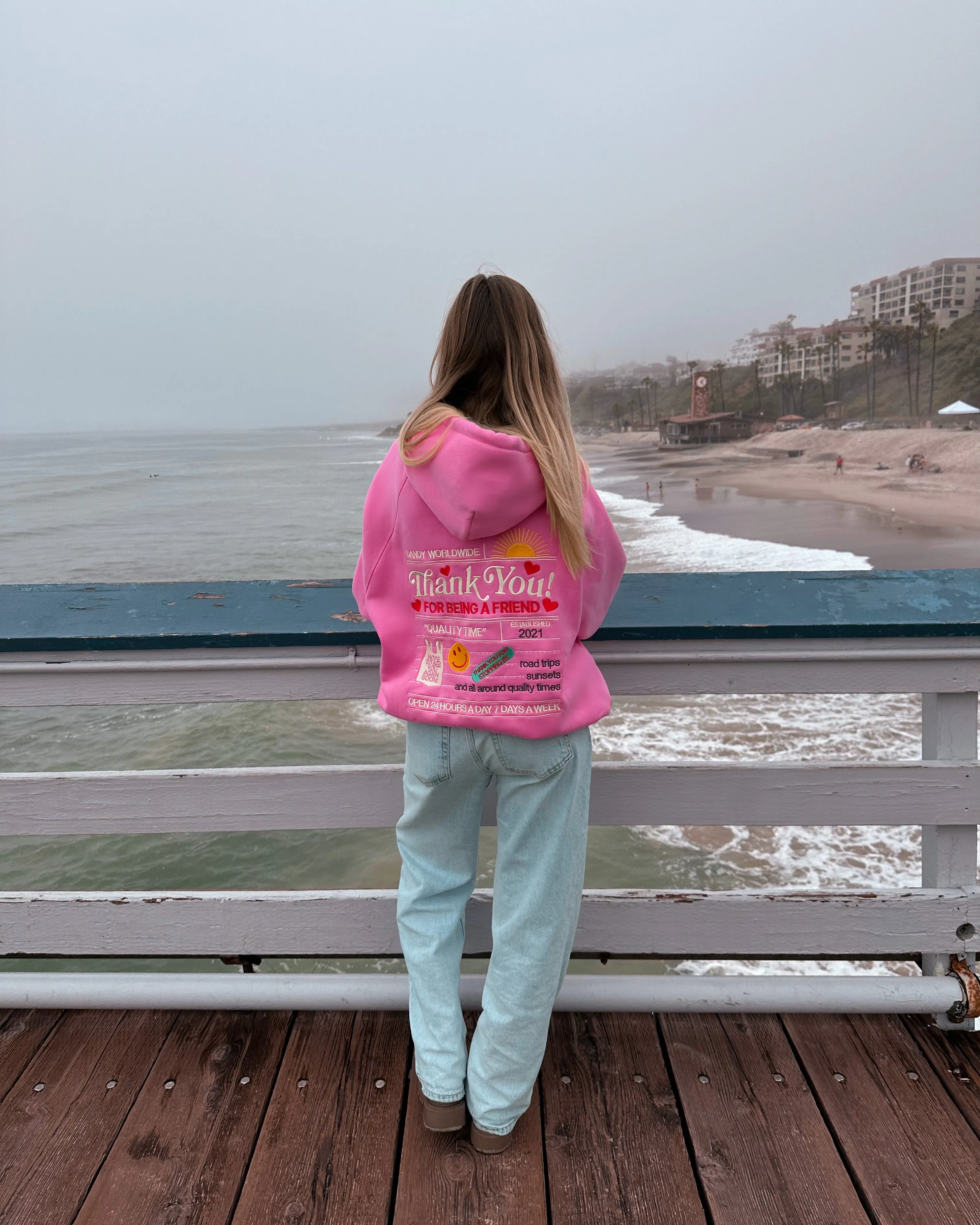 "Quality Time" Oversized Lux Hoodie in Pink