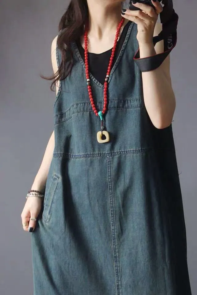 Ready To Go Denim Overall Dress