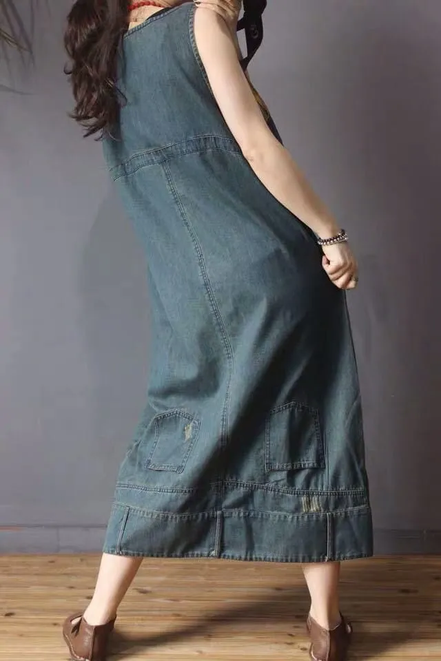 Ready To Go Denim Overall Dress