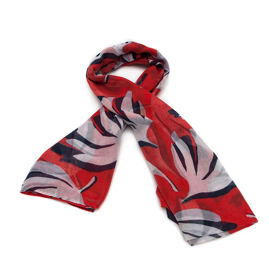 Red Leafy Petals Scarf