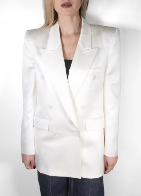 Saint Laurent Double-Breasted Silk-Satin Blazer