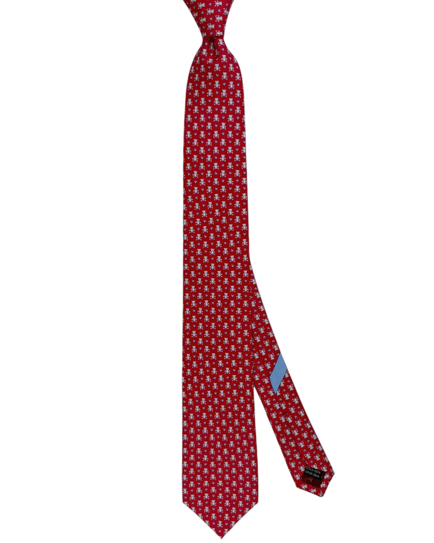 Salvatore Ferragamo Tie Red Teddy Bear Gancini & Hearts