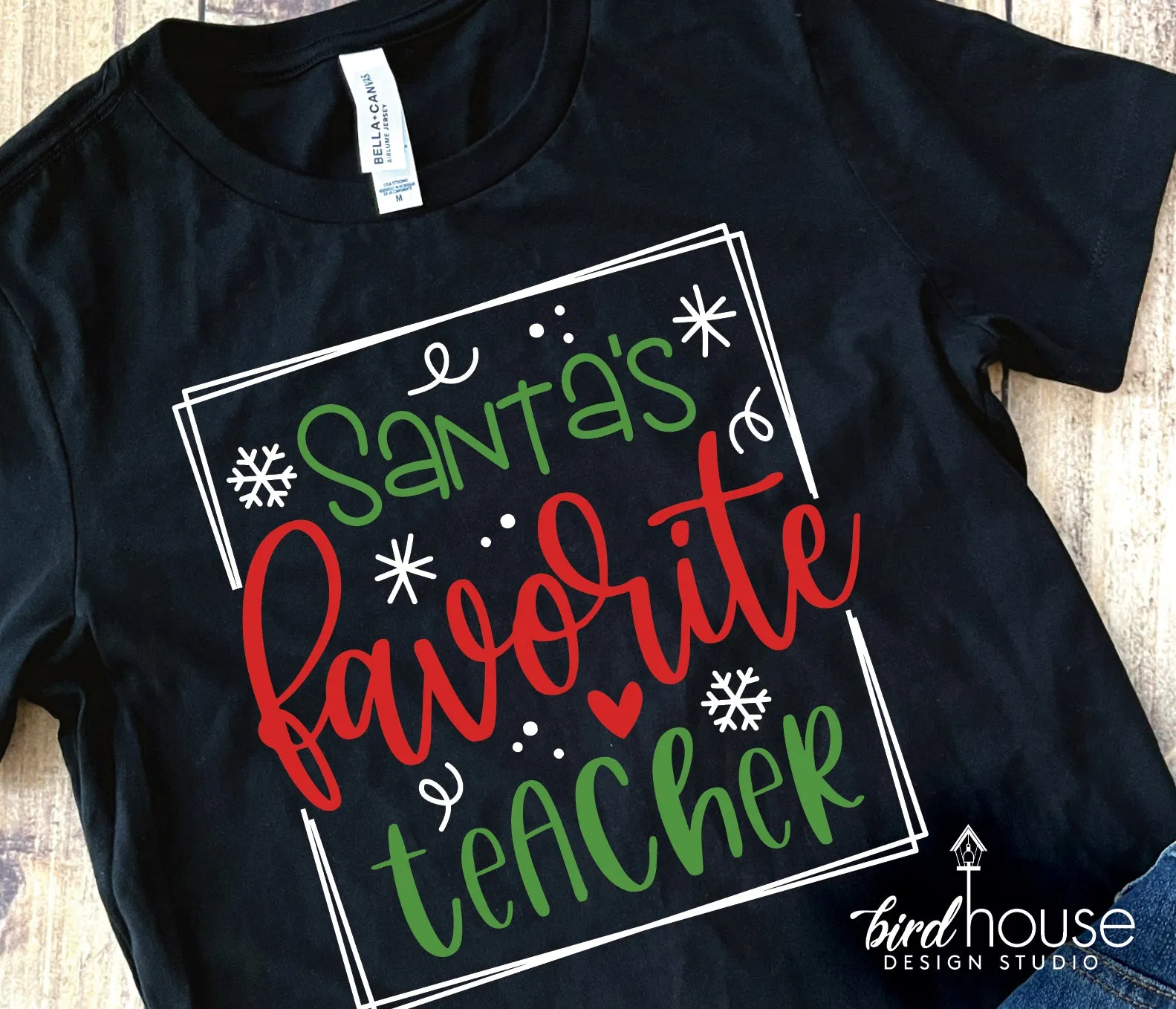 Santa's Favorite Teacher Shirt, Cute Christmas Graphic Tee