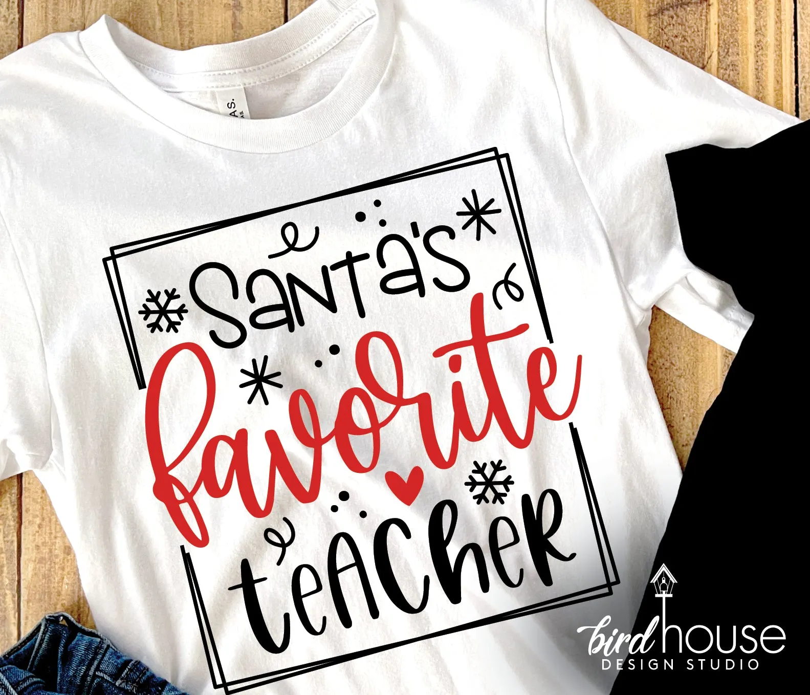 Santa's Favorite Teacher Shirt, Cute Christmas Graphic Tee