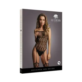 Shots Le Desir Strapless, Crotchless Teddy With Stockings Black O/s