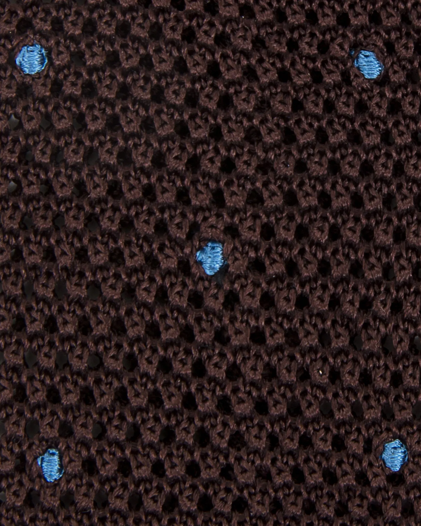 Silk Knit Tie in Chocolate/French Blue Dot