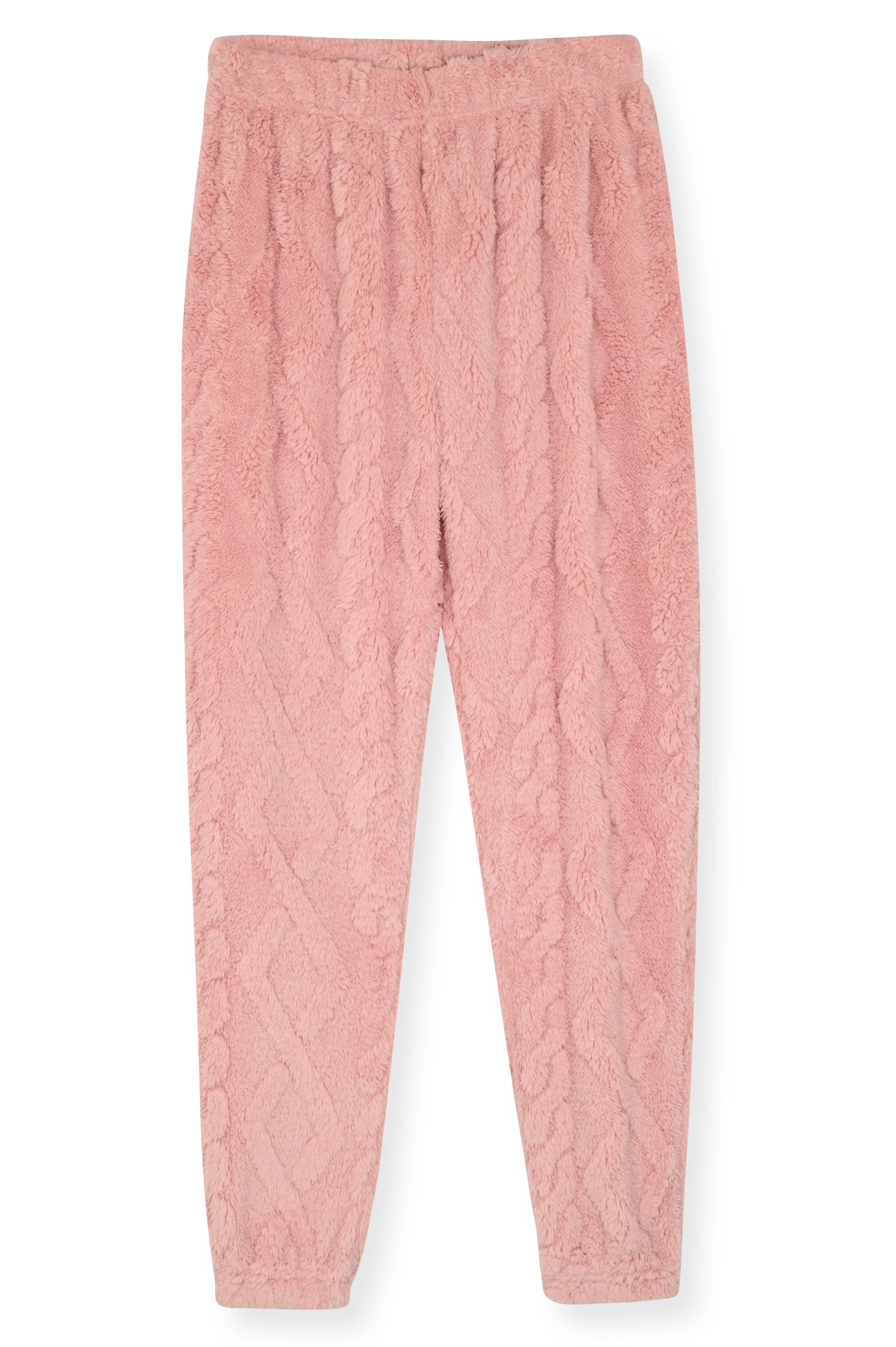 Sleep On It Girls 2-Piece Novelty Furry Fleece Pajama Pant Sleep Set - Cable Knit