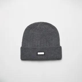 Smart Metal Badge Beanie | Charcoal