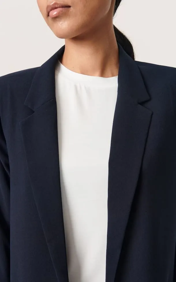 Soaked In Luxury- Shirley Long Sleeve Blazer in Navy