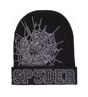 Sp5der Web Rhinestone Beanie Black