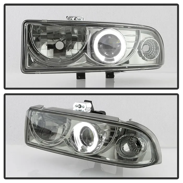 Spyder Projector Headlights Chevy S10 (1998-2004) Blazer (1998-2005) w/ LED Halo - Black / Smoke