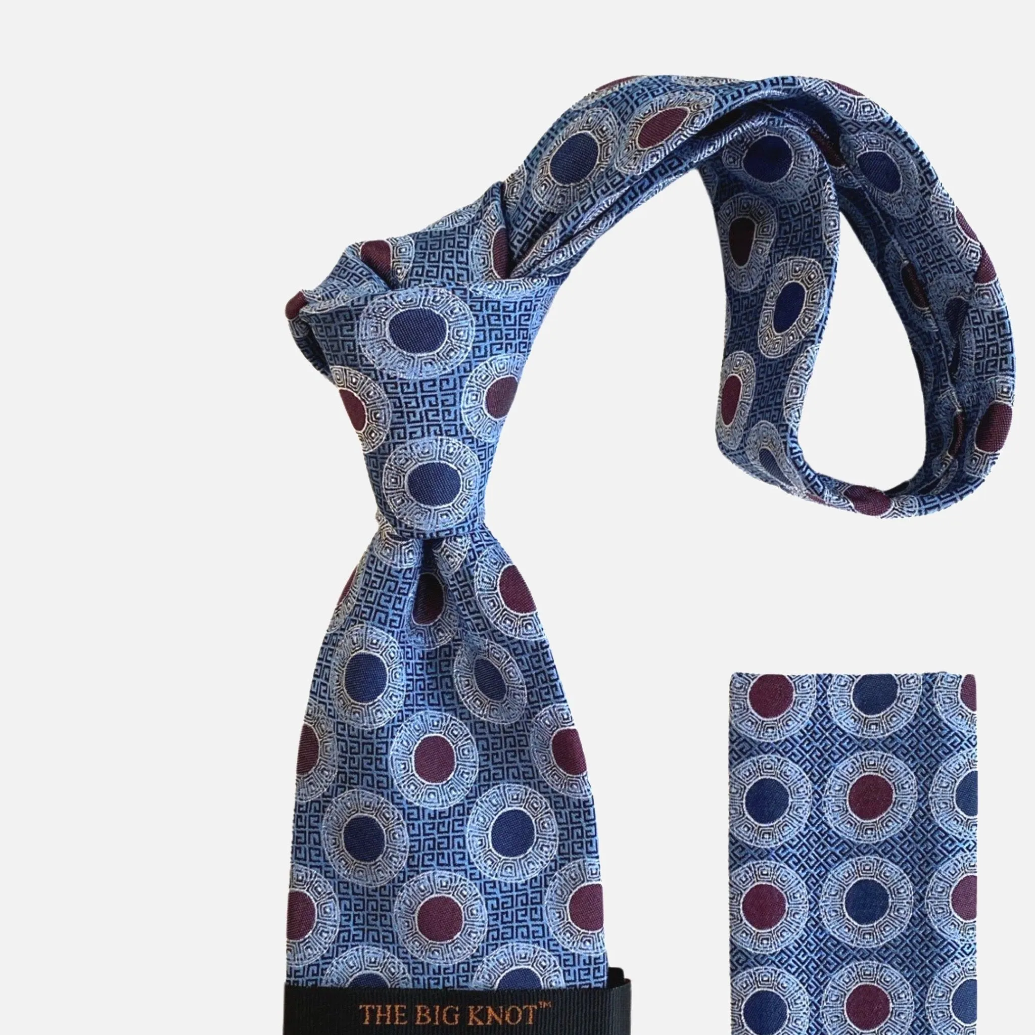 Steven Land “BW2401” Blue Silk Tie and Hanky