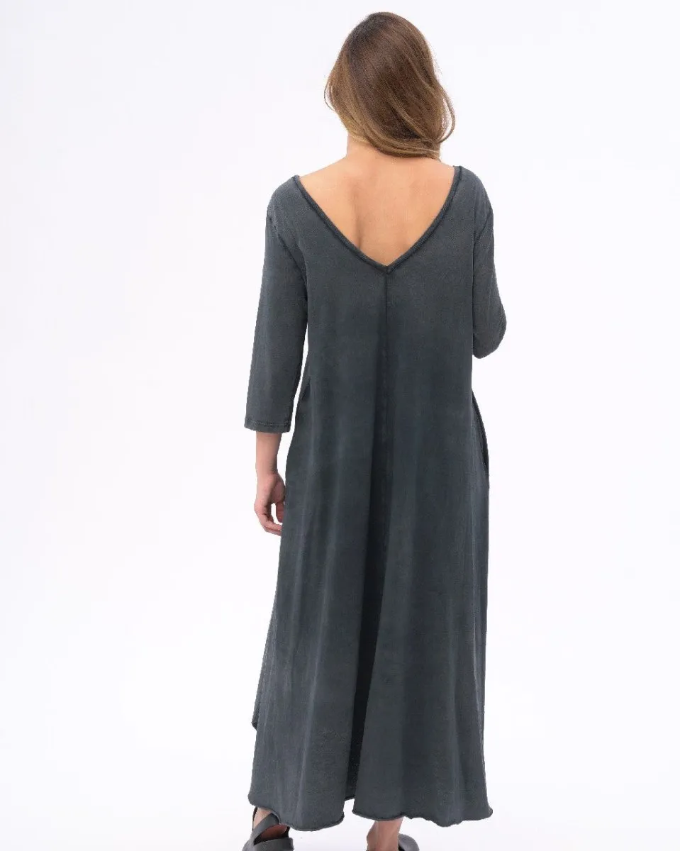 Stonewashed Scoop Neck Organic Cotton Dress