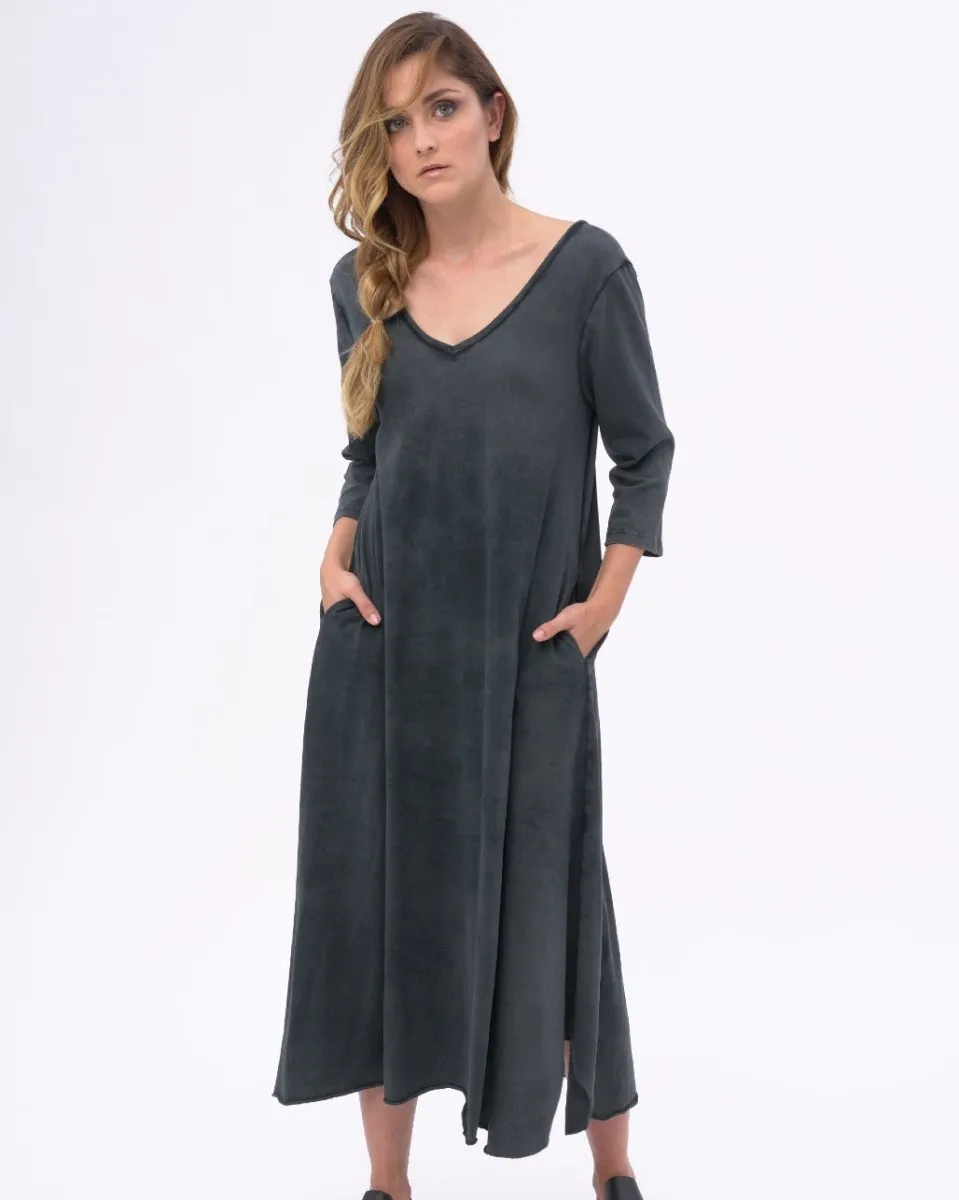 Stonewashed Scoop Neck Organic Cotton Dress