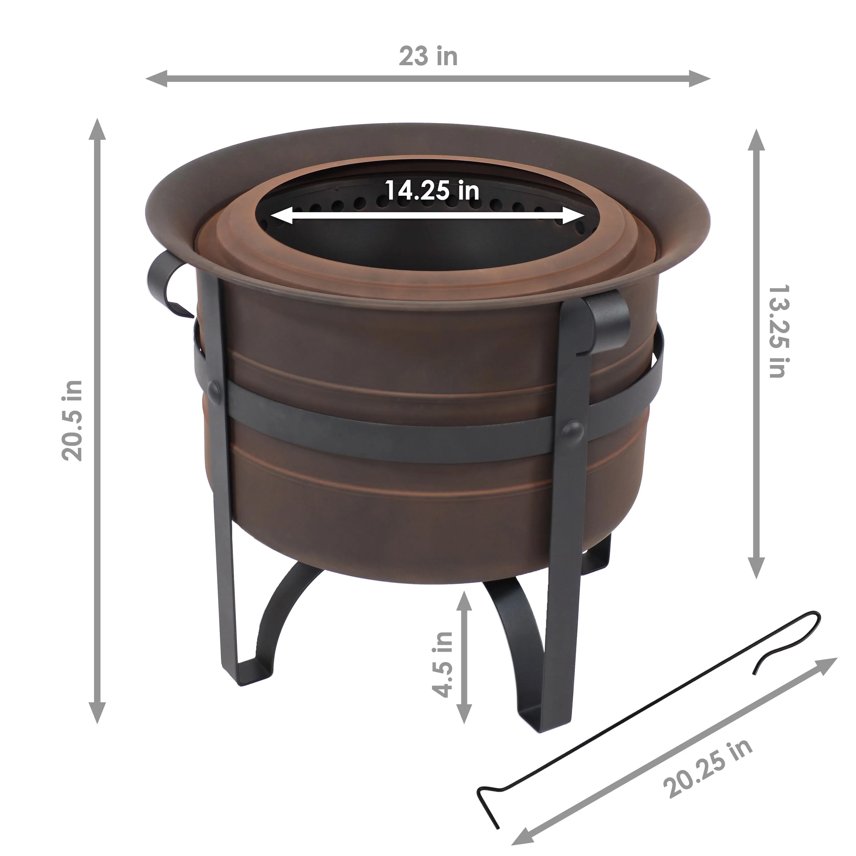 Sunnydaze Cauldron-Style Outdoor Smokeless Fire Pit - 23"