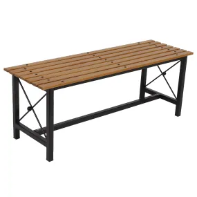 Sunnydaze European Chestnut Patio Wood Dining Bench - 17.75" H