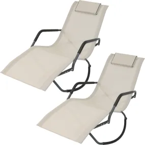 Sunnydaze Outdoor Folding Rocking Chaise Lounge Chair with Pillow