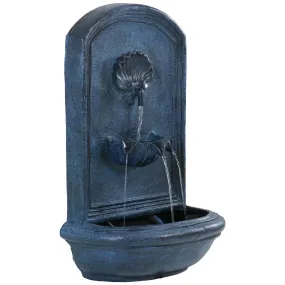 Sunnydaze Seaside Outdoor Solar Wall Fountain with Battery Backup - 27" H