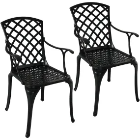 Sunnydaze Set of 2 Crossweave Cast Aluminum Patio Chairs