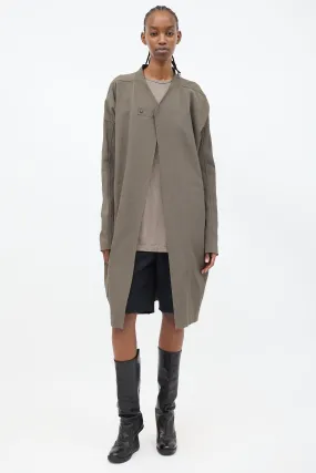 Taupe Cotton Mid Length Cocoon Coat