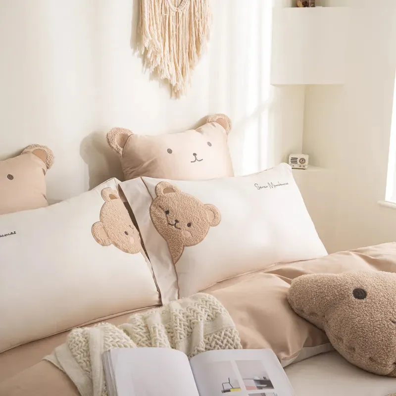 Teddy Bear Embroidery Cotton Bedding