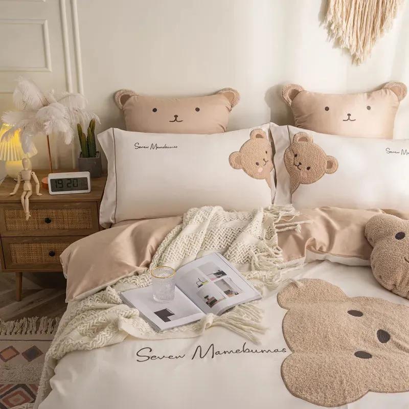 Teddy Bear Embroidery Cotton Bedding