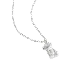 Teddy Bear Necklace - Silver Plated