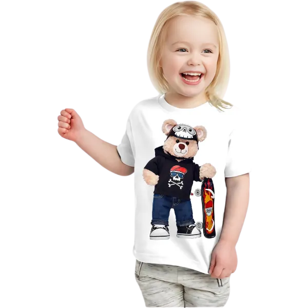 TEDDY BEAR SKATEBOARD KIDS T SHIRT