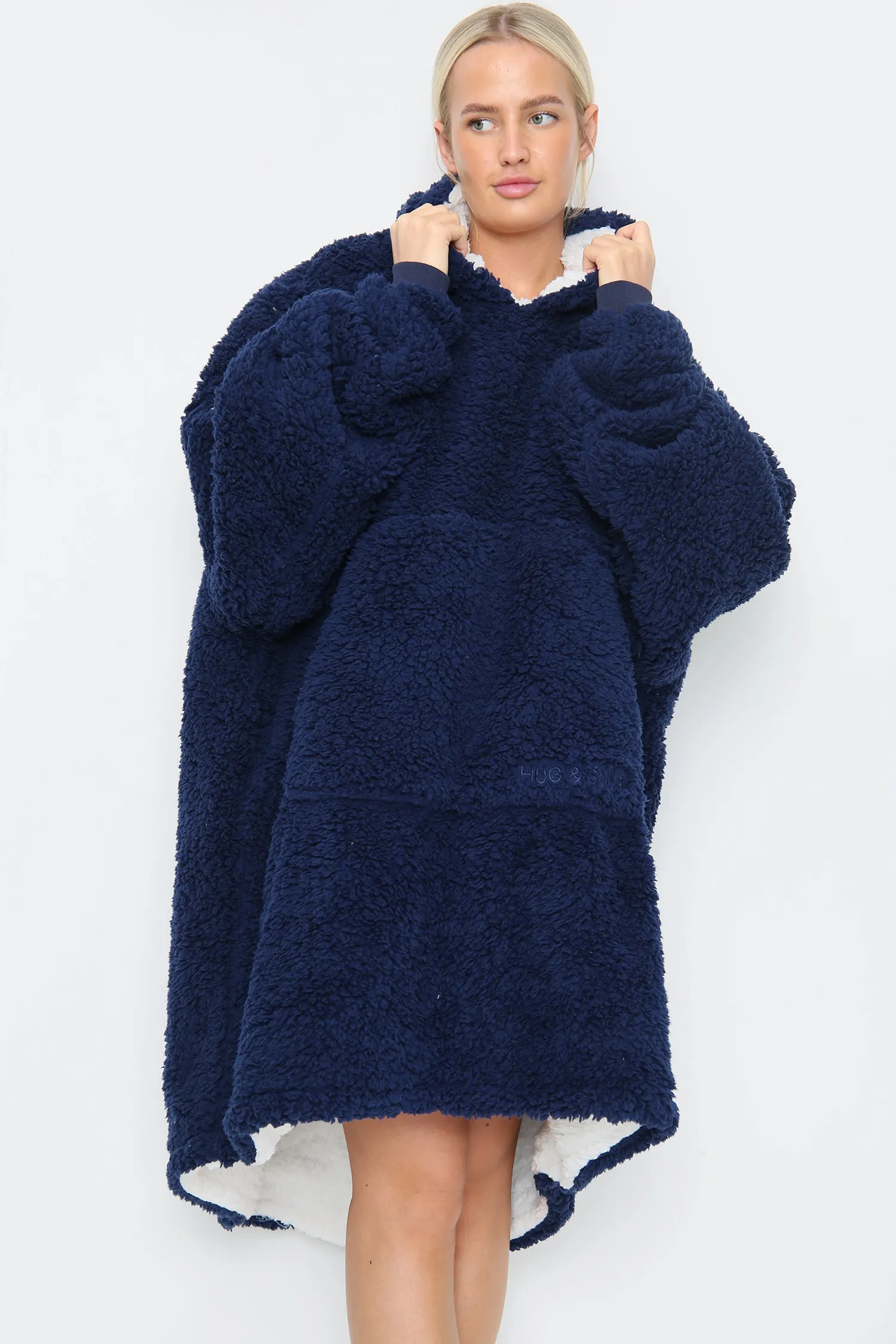 Teddy Hooded Blanket Charcoal