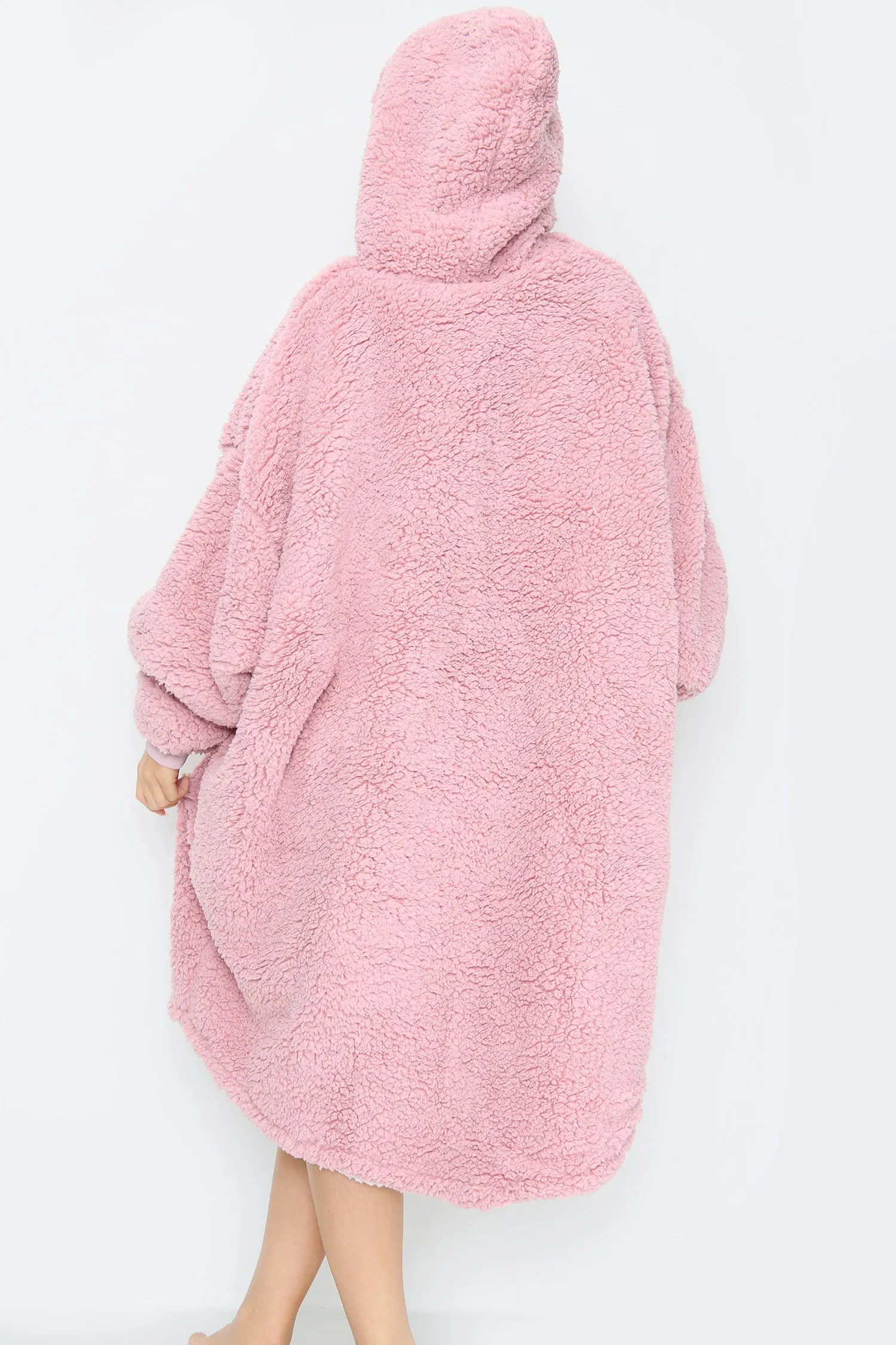 Teddy Hooded Blanket Charcoal